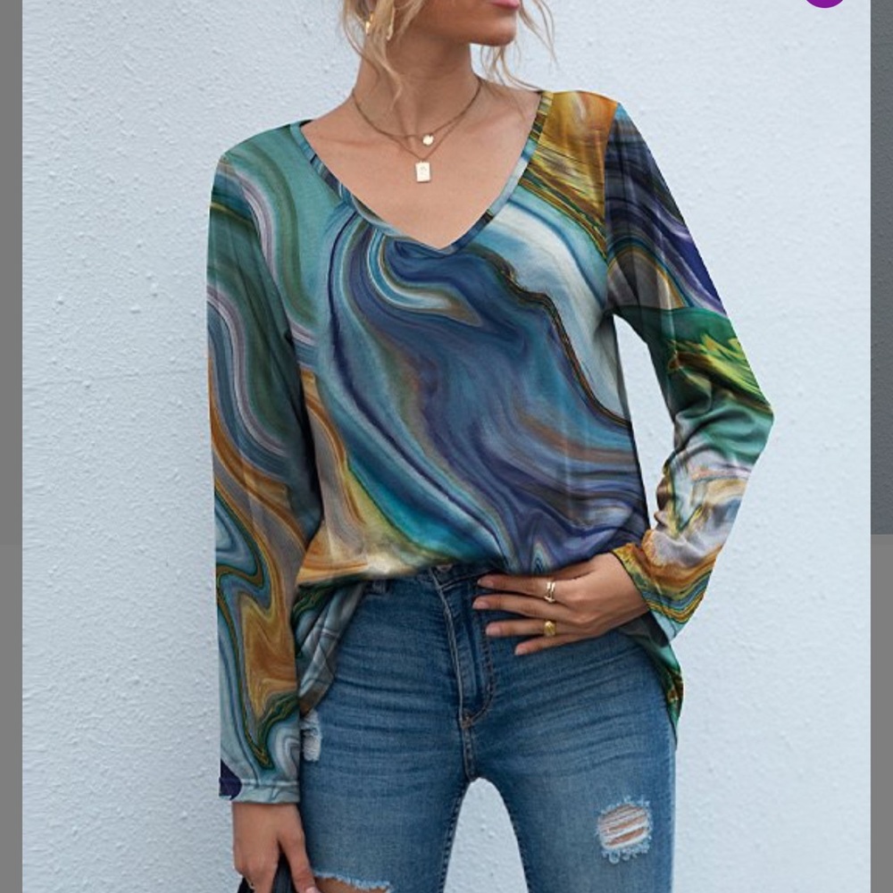Blue & Green Abstract Tunic